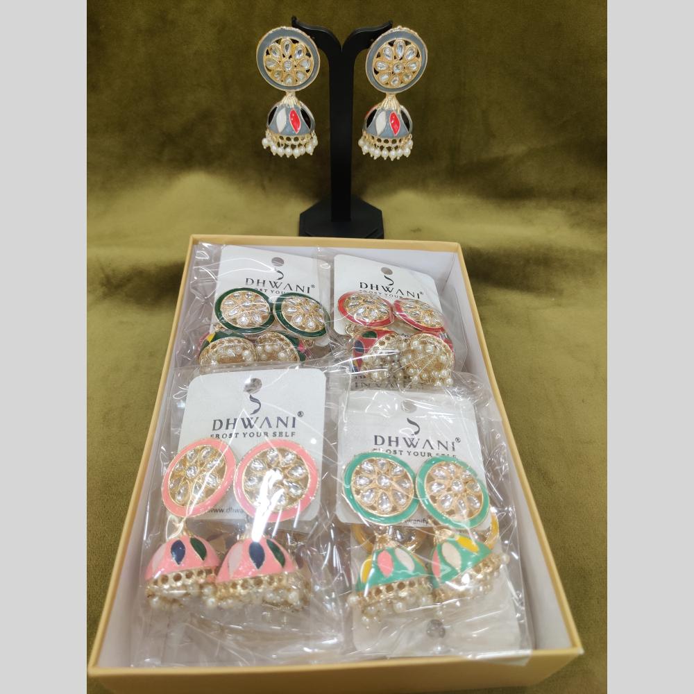 Dhwani Traditional Kundan Stone And Meenakari Jhumki Earrings
