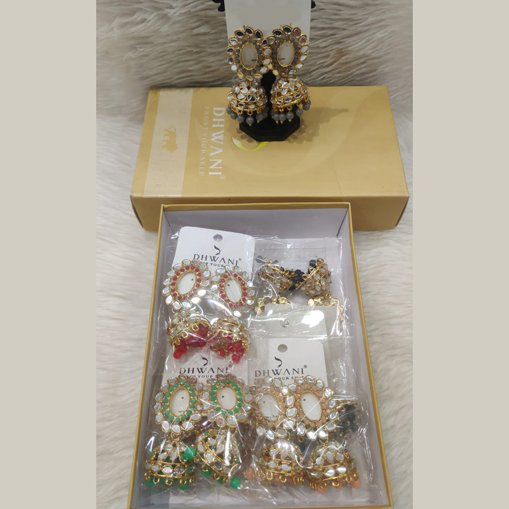 Dhwani Heritage Mirror And Pearl Jhumki Earrings(Pack of 8)