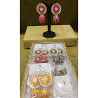 Dhwani Royal Kundan Pearl And Beads Meenakari Jhumki Earrings