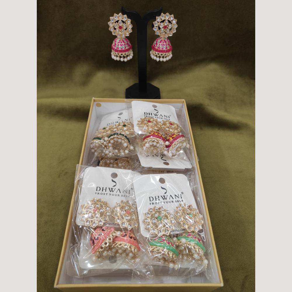 Dhwani Traditional Kundan Stone And Meenakari Jhumki Earrings
