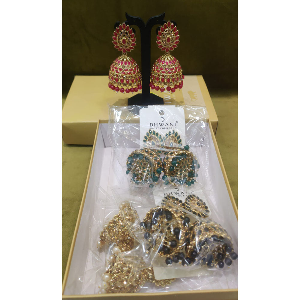 Dhwani Austrian Stone And Crystal Stone Designer Jhumki Earrings