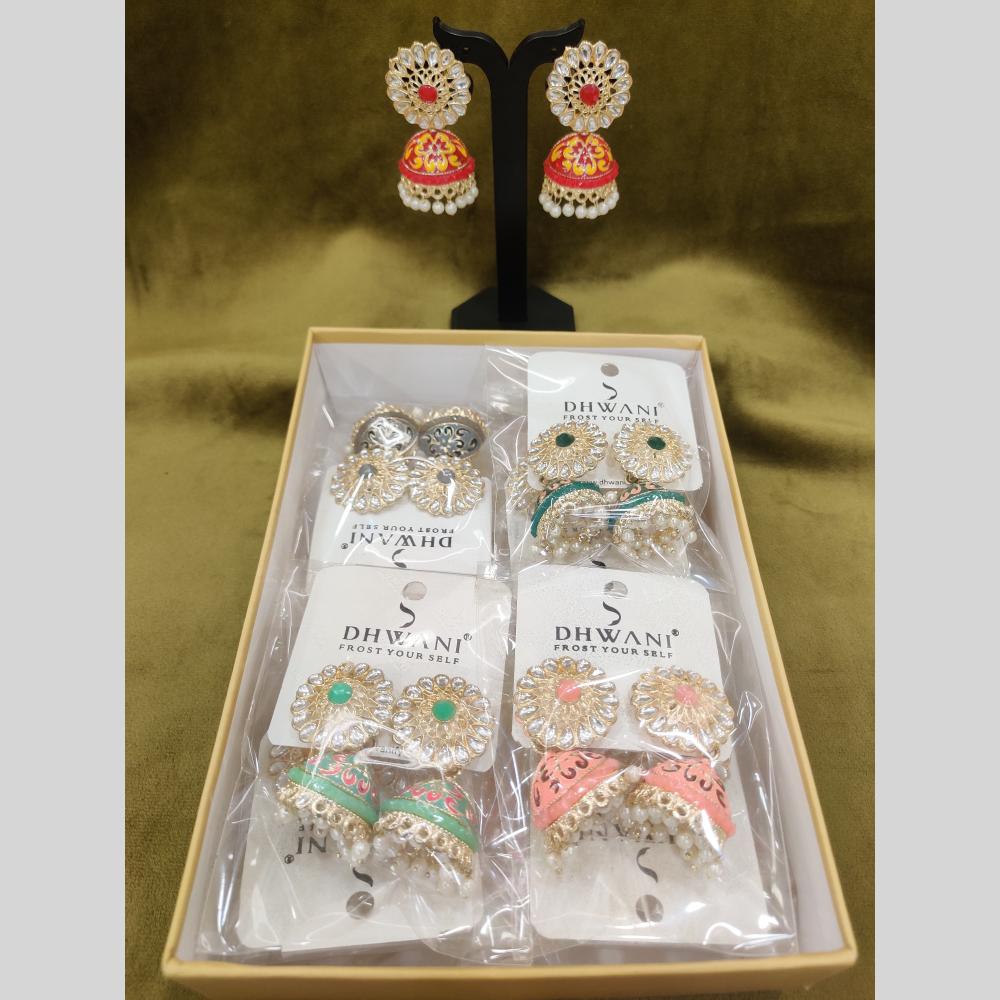 Dhwani Traditional Kundan Stone And Meenakari Jhumki Earrings