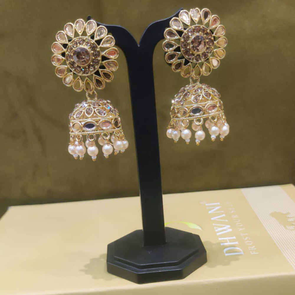 Dhwani Austrian Stone Mirror Beaded Designer Jhumki Earrings