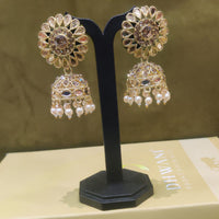 Dhwani Austrian Stone Mirror Beaded Designer Jhumki Earrings