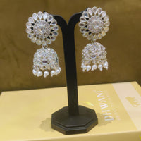 Dhwani Austrian Stone Mirror Beaded Designer Jhumki Earrings