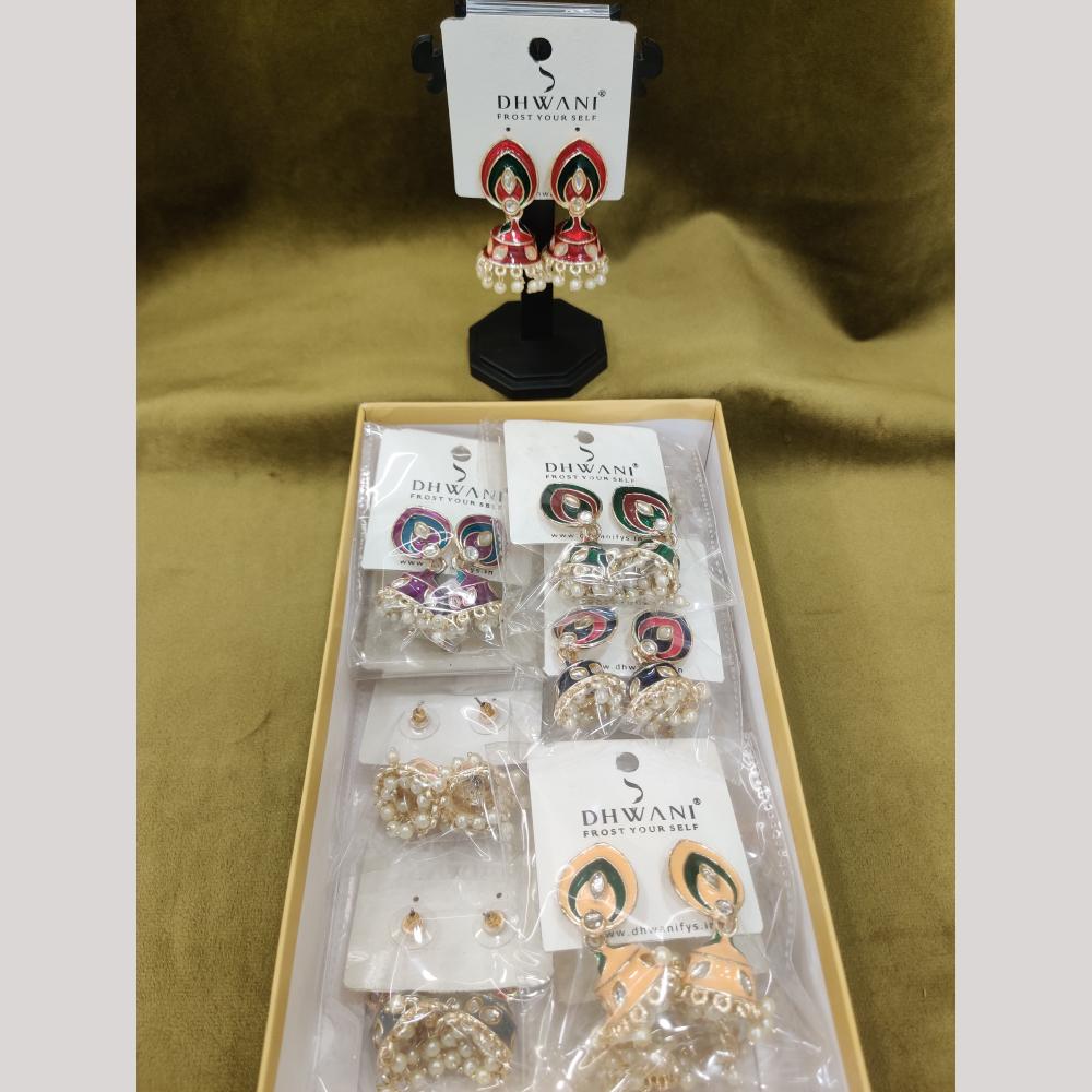 Dhwani Traditional Kundan Stone And Meenakari Jhumki Earrings