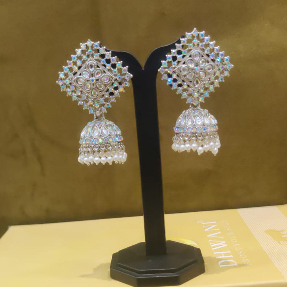 Dhwani Designer Rainbow Kundan And Austrian Pearl Jhumki Earrings
