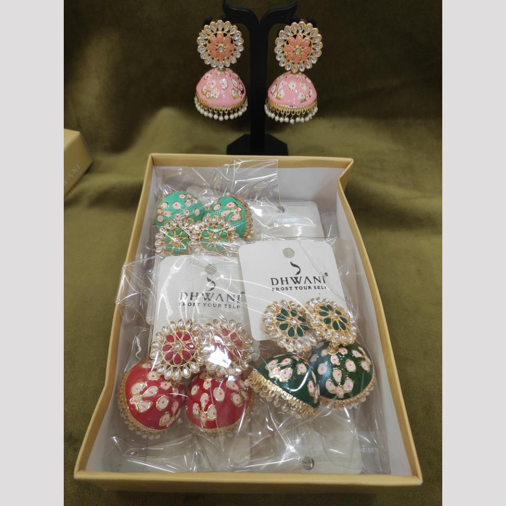 Dhwani Traditional Kundan Stone And Meenakari Jhumki Earrings