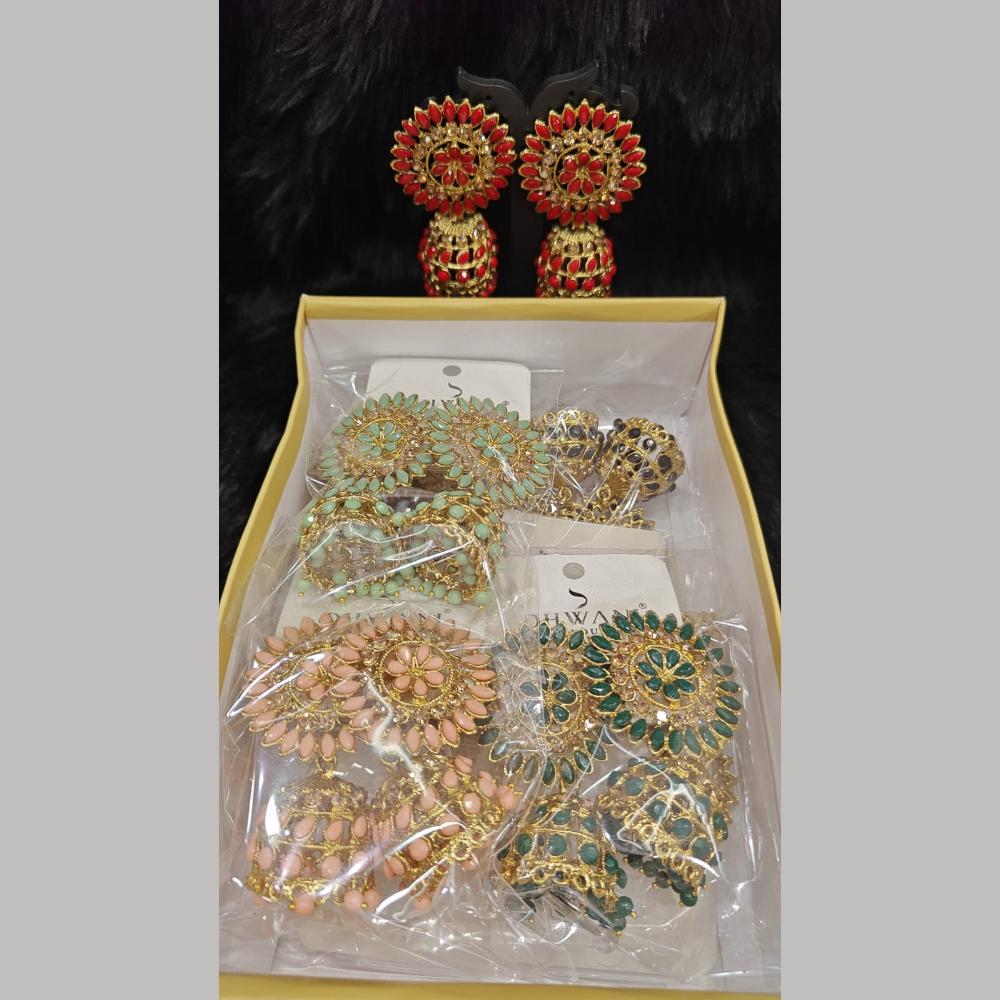 Dhwani Gold Plated Graceful Pota Stone And Pearl Jhumki Earrings