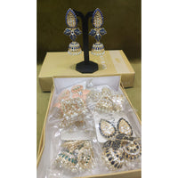 Dhwani Royal Kundan Pearl And Beads Meenakari Jhumki Earrings