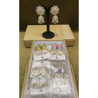 Dhwani Royal Kundan Pearl And Beads Meenakari Jhumki Earrings