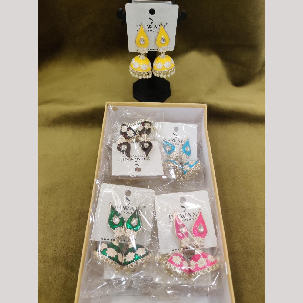 Dhwani Traditional Kundan Stone And Meenakari Jhumki Earrings
