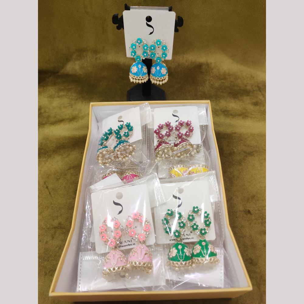 Dhwani Traditional Austrian Stone And Meenakari Jhumki Earrings