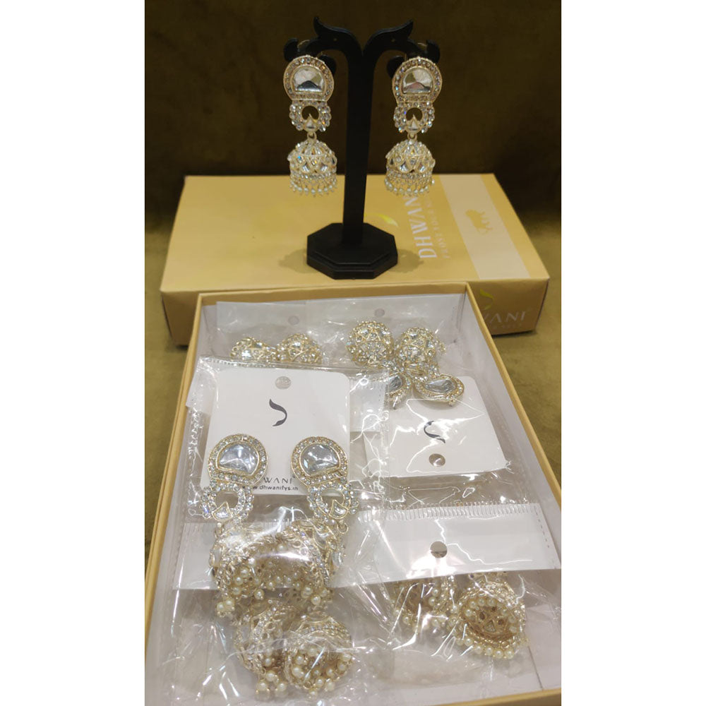 Dhwani Austrian Stone And Pearl Designer Jhumki Earrings