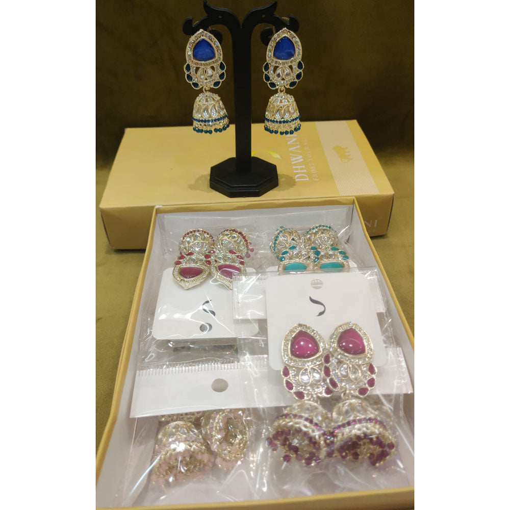 Dhwani Royal Kundan Pearl And Beads Meenakari Jhumki Earrings