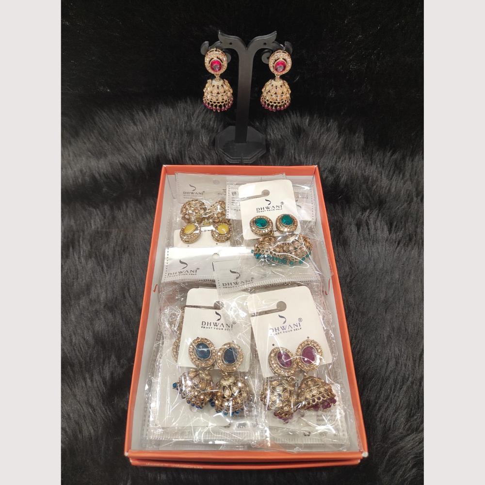 Dhwani Gold Plated Graceful Pota Stone And Pearl Jhumki Earrings