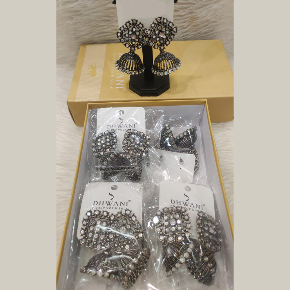 Dhwani Heritage Mirror And Pearl Jhumki Earrings(Pack of 8)