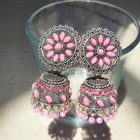 H K Fashion Oxidised Plated Jhumki Earrings