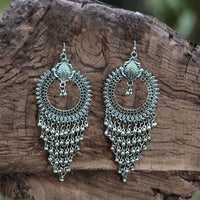Bevy Pearls Elegant Oxidised Plated Ghungroo Dangler Earrings