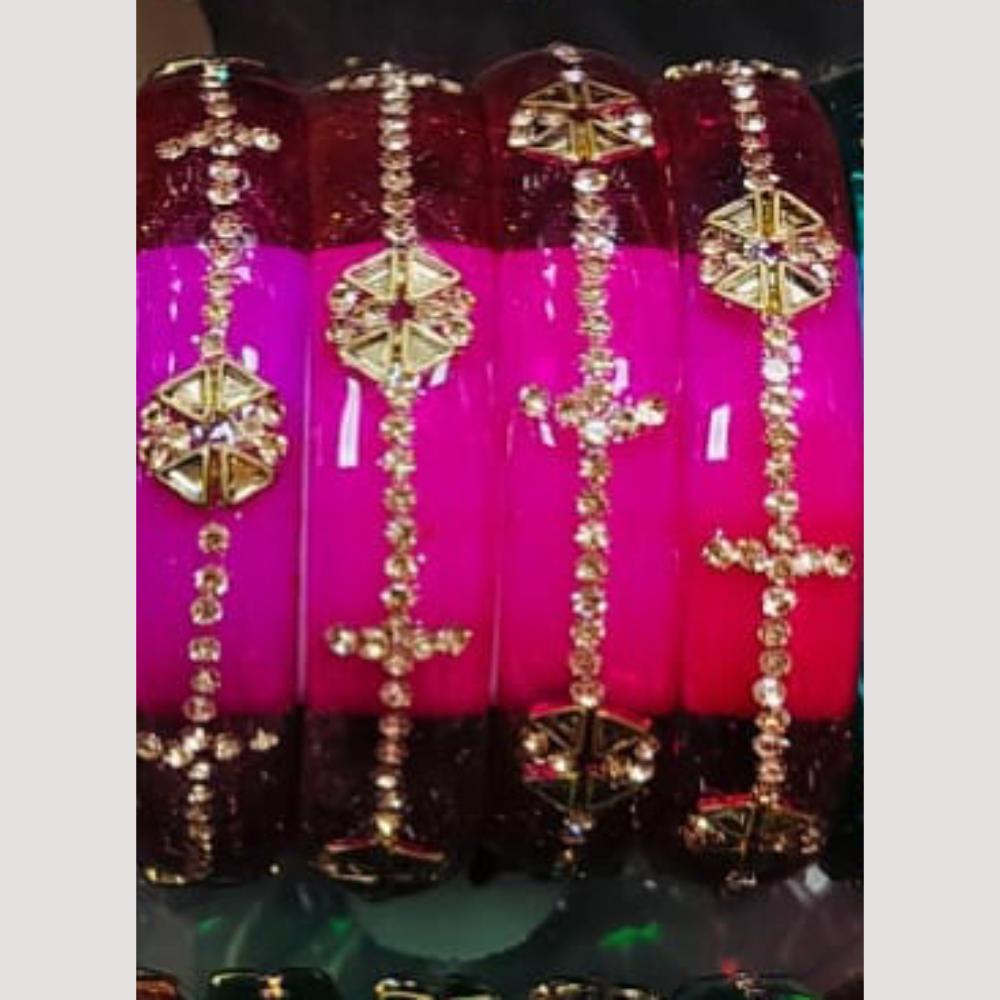 Chitra Bangles Multi Color Glass Bangle (4 Piece In One Box)