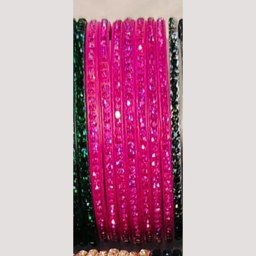 Chitra Bangles Glass Multi Color Bangle Set (12 Piece In One Box)