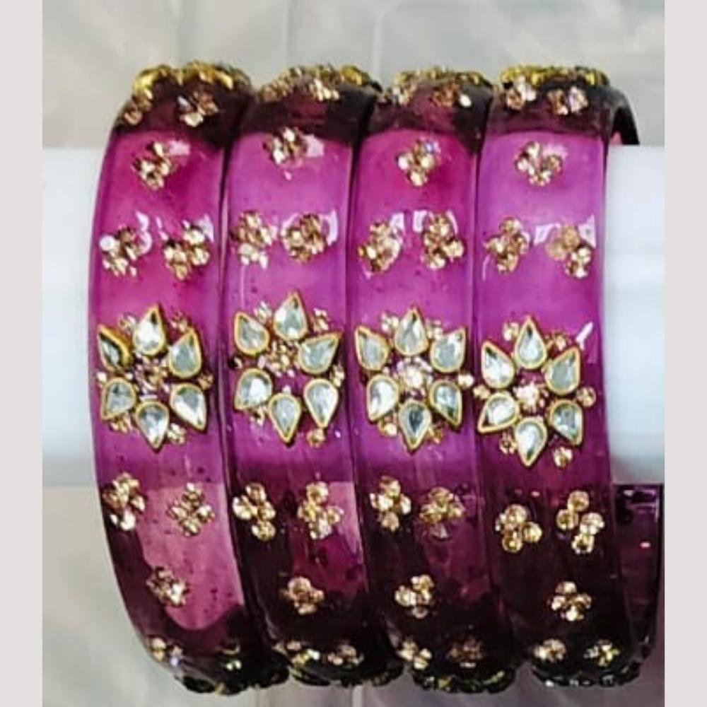Chitra Bangles Multi Color Glass Bangle (4 Piece In One Box)