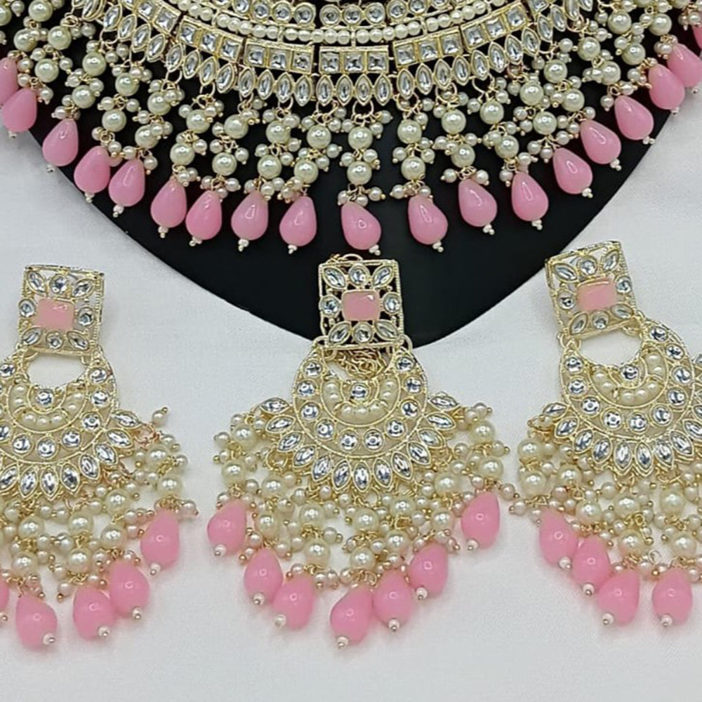 Gehana Mahal Gold Plated Kundan Stone And Beads Necklace Set