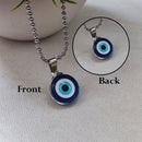 Urthn Silver Plated Gems Evil Eye Chain Pendant For Women And Men - 1404601 (Pack Of 6)