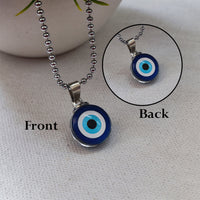 Urthn Silver Plated Gems Evil Eye Chain Pendant For Women And Men - 1404601 (Pack Of 6)