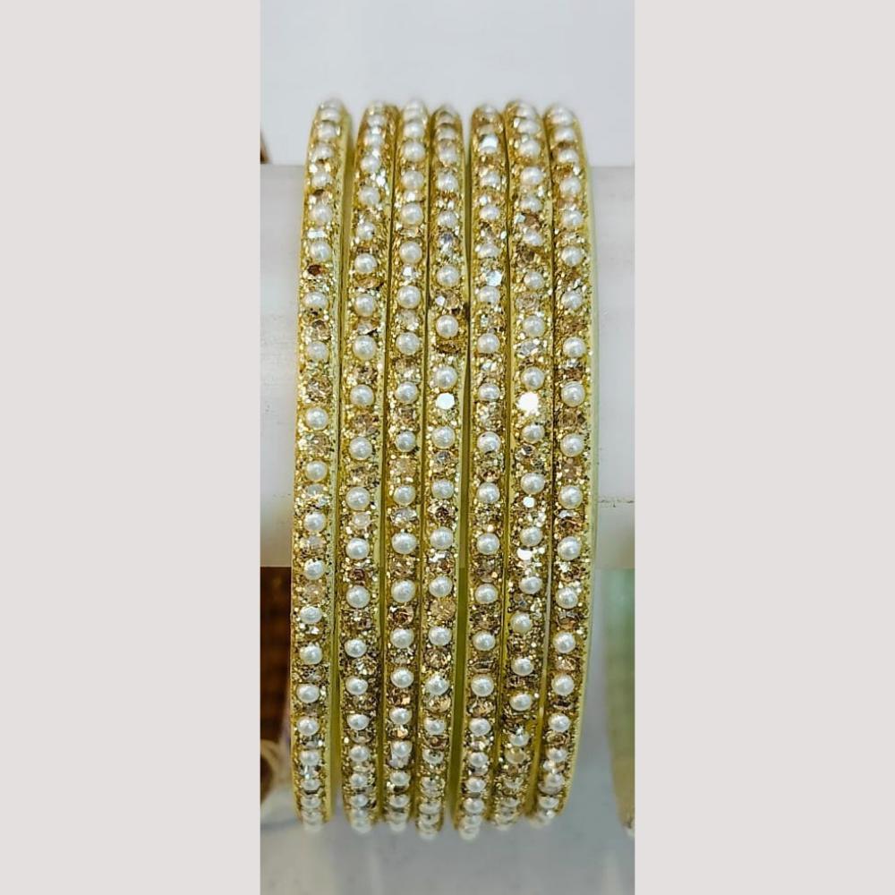 Chitra Bangles Glass Pearl And Austrian Bangle Set (12 Piece In One Box)