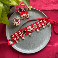 Handmade For Her  Handmade Mirror Choker Necklace Set With Ring