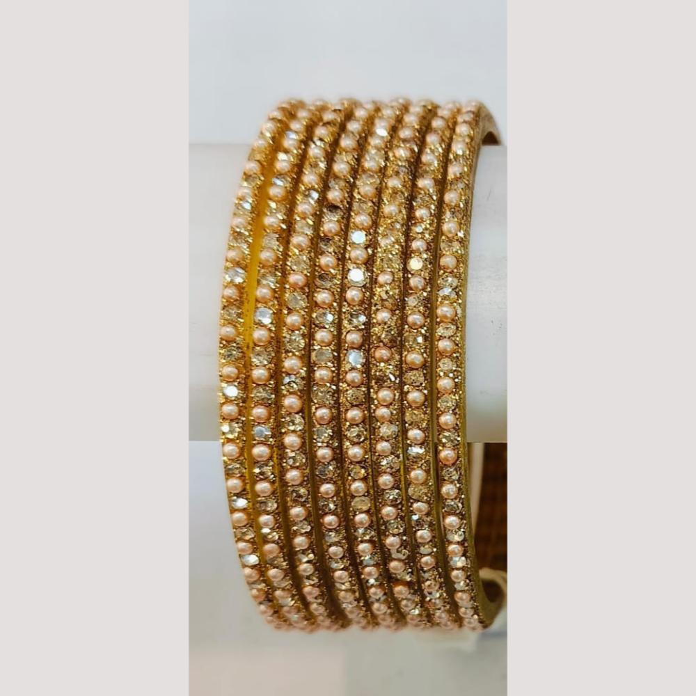 Chitra Bangles Glass Pearl And Austrian Bangle Set (12 Piece In One Box)