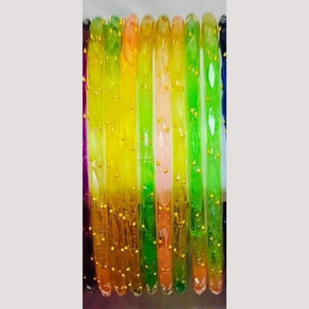 Chitra Bangles Multi Color Glass Bangle (12 Piece In One Box)