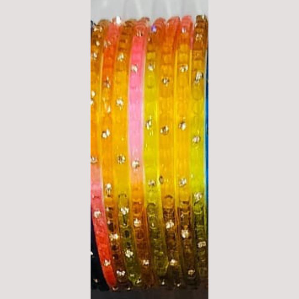 Chitra Bangles Multi Color Glass Bangle (12 Piece In One Box)