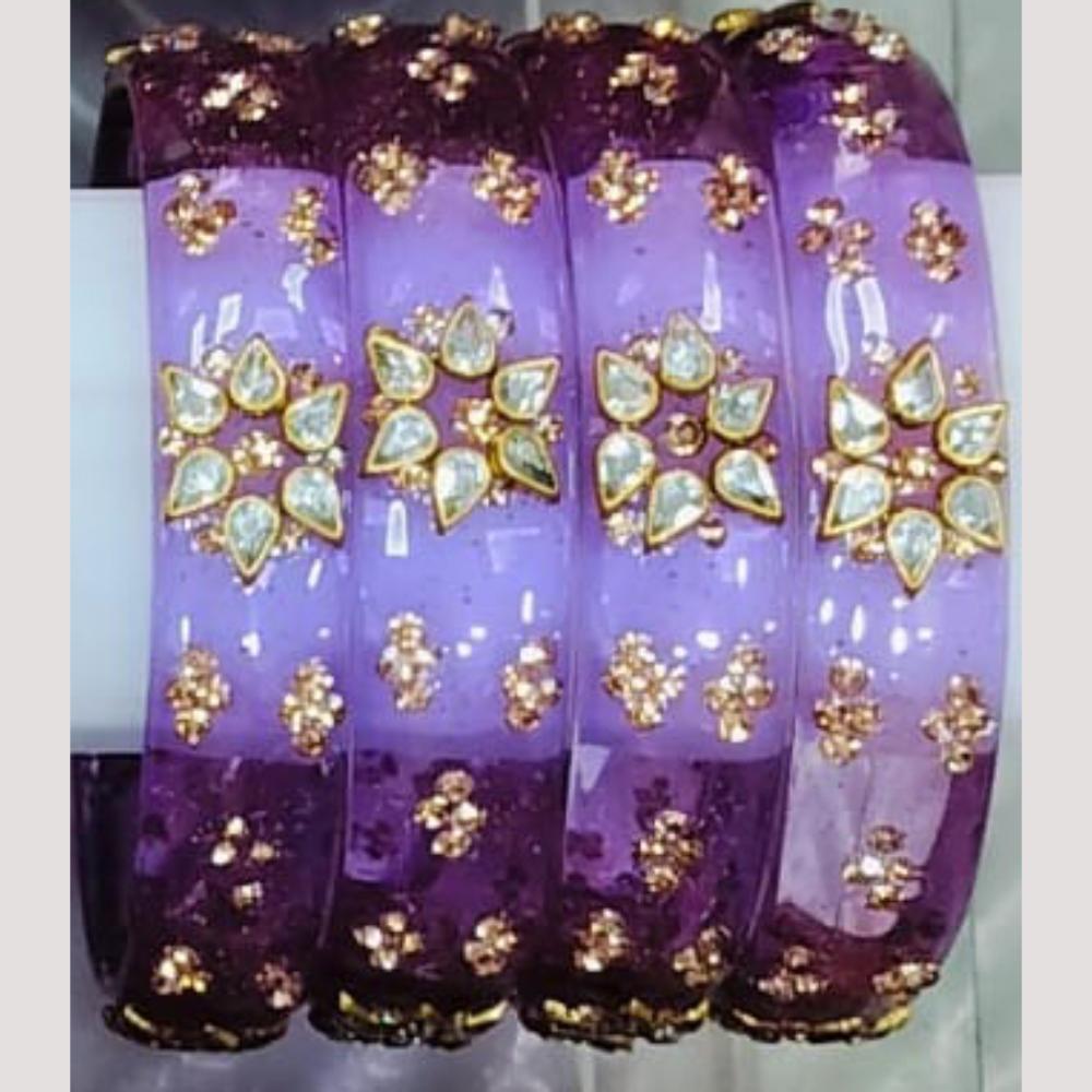 Chitra Bangles Multi Color Glass Bangle (4 Piece In One Box)
