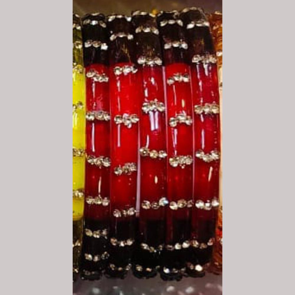 Chitra Bangles Multi Color Glass Bangle (8 Piece In One Box)