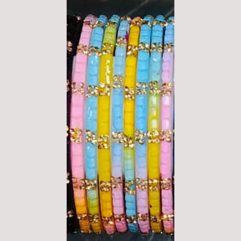 Chitra Bangles Glass Multi Color Bangle Set (12 Piece In One Box)