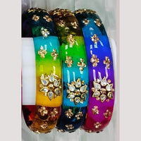Chitra Bangles Multi Color Glass Bangle (4 Piece In One Box)
