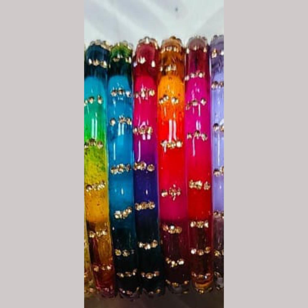 Chitra Bangles Multi Color Glass Bangle (8 Piece In One Box)