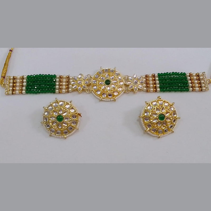 Midas Touch Gold Plated Kundan Stone And Beads Choker Necklace Set