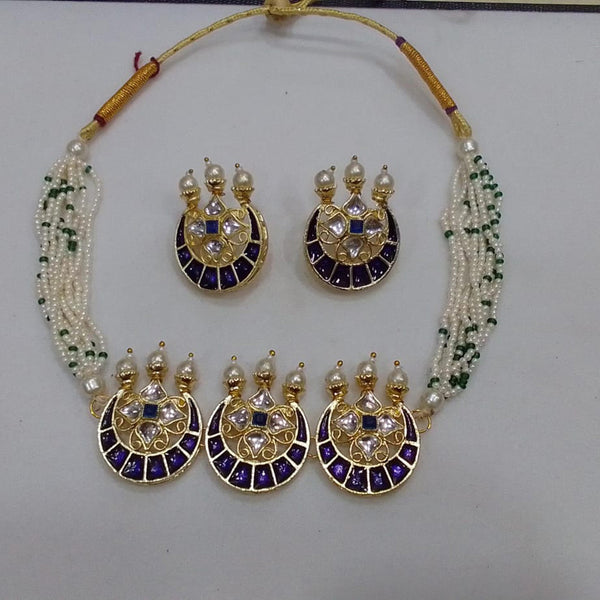 Midas Touch Gold Plated Pearl And Kundan Stone Choker Necklace Set