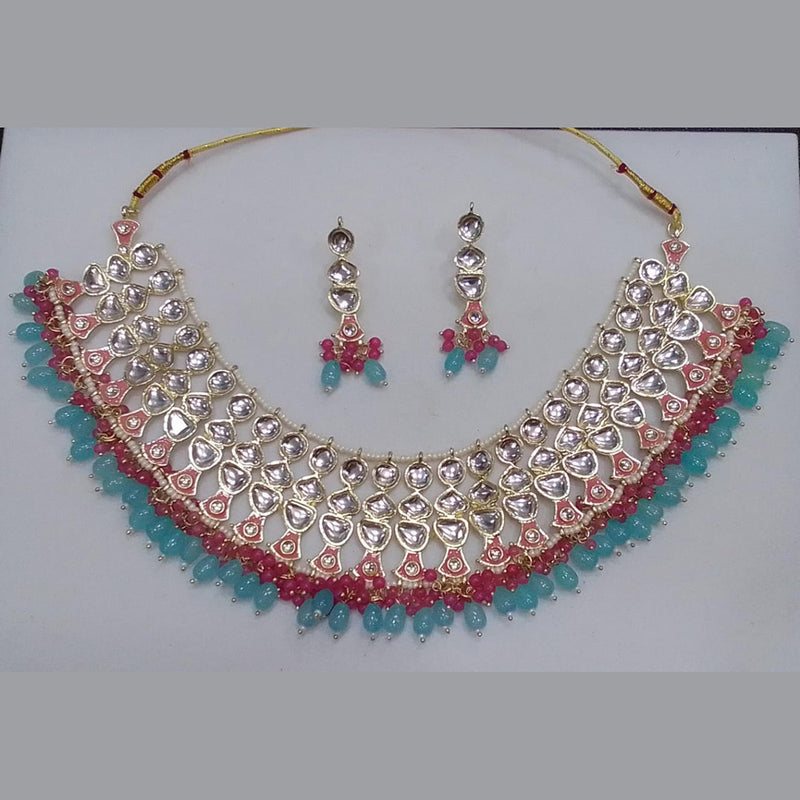 Midas Touch Gold Plated Kundan And Beads Choker Necklace Set