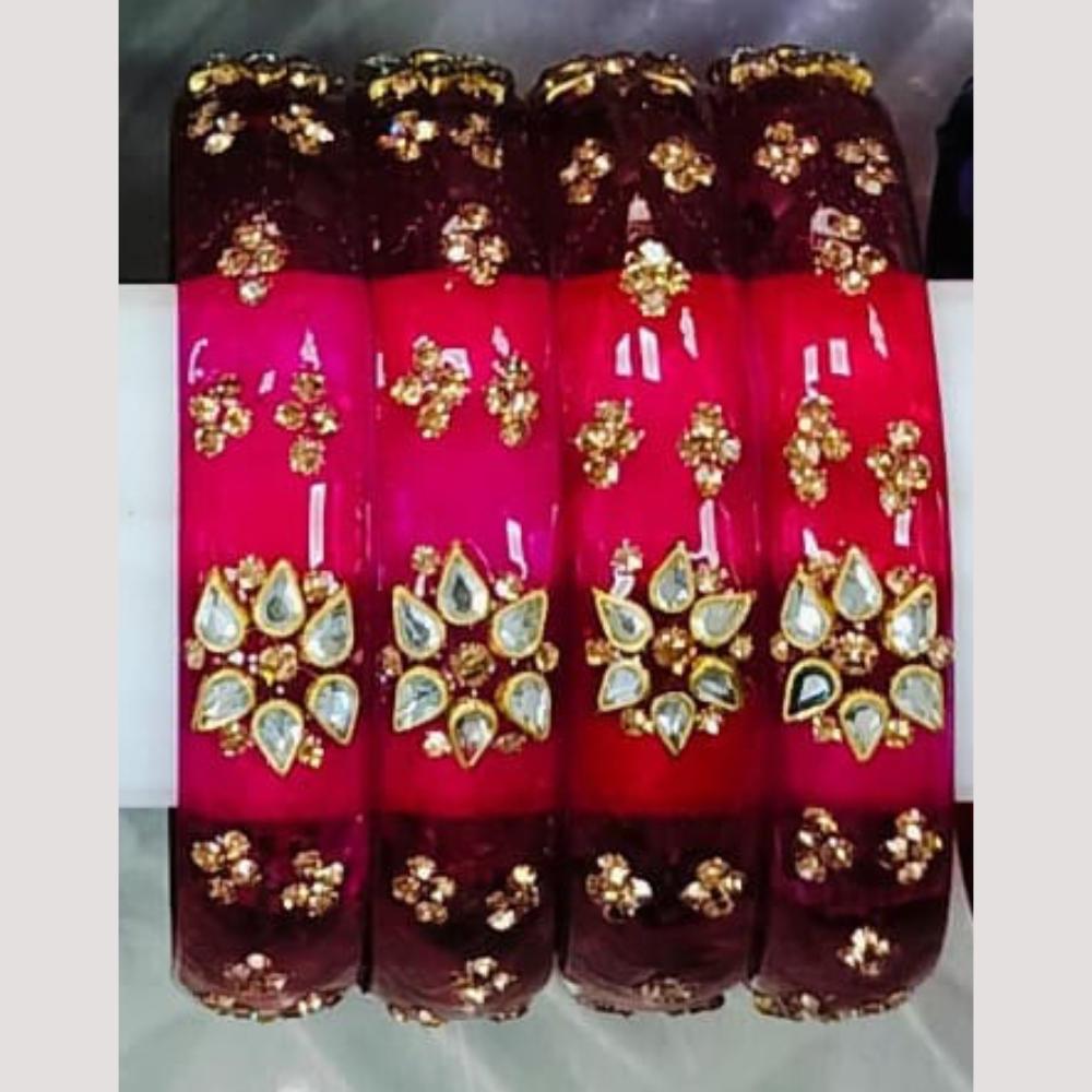 Chitra Bangles Multi Color Glass Bangle (4 Piece In One Box)
