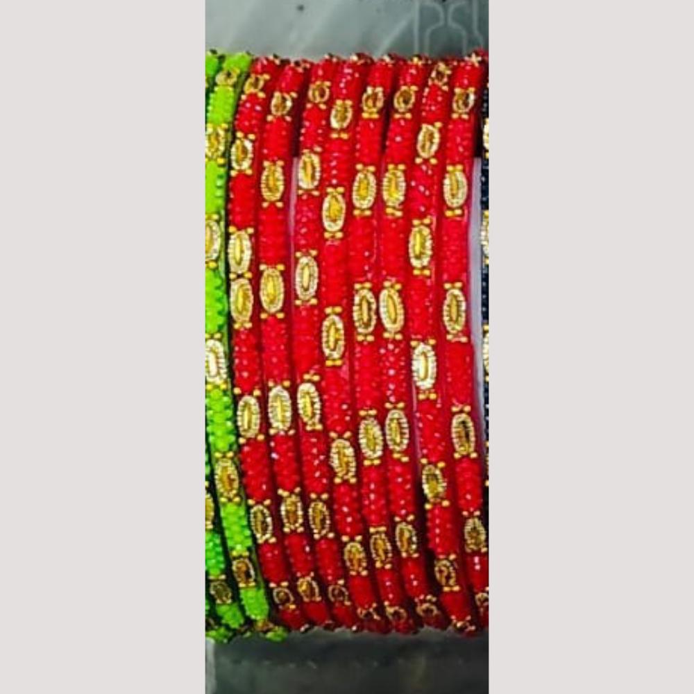 Chitra Bangles Glass Multi Color Bangle Set (12 Piece In One Box)