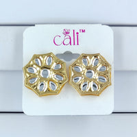 Corbeda Fashion Gold Plated Kundan Stone Stud Earrings