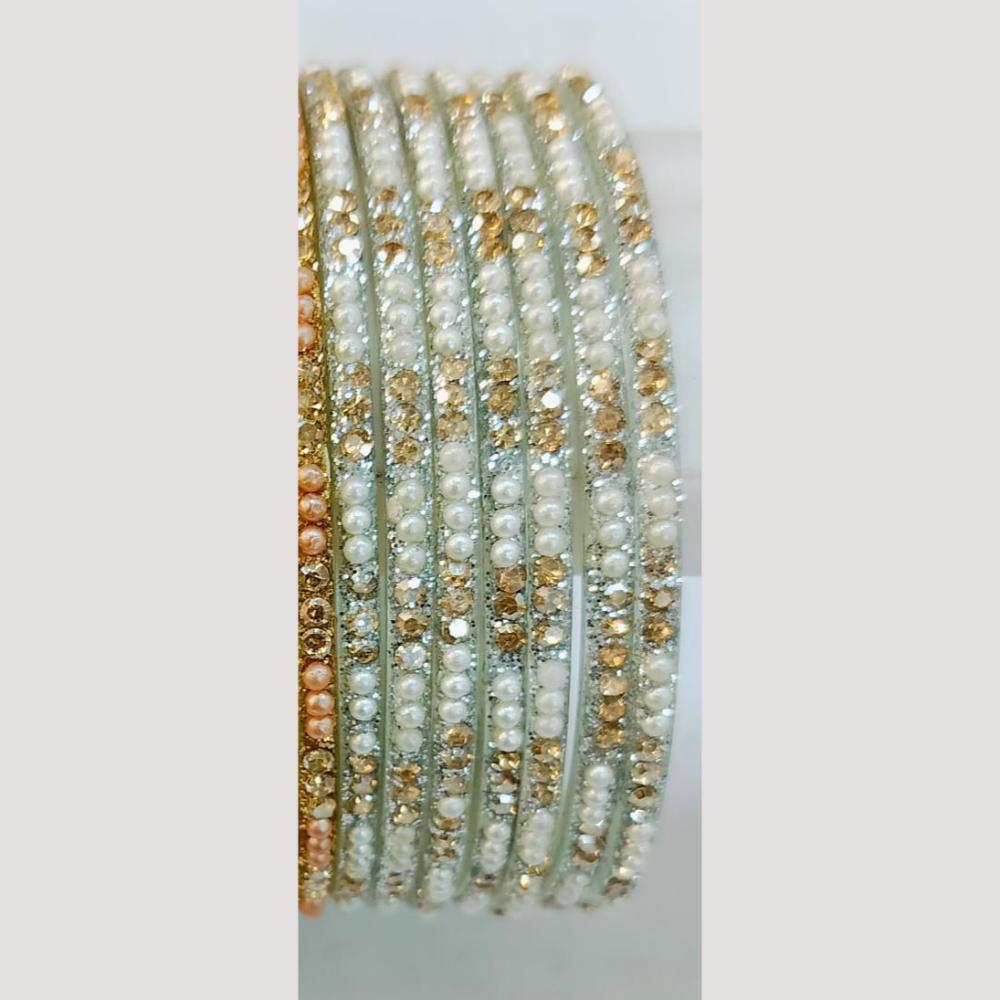 Chitra Bangles Glass Pearl Bangle Set (12 Piece In One Box)