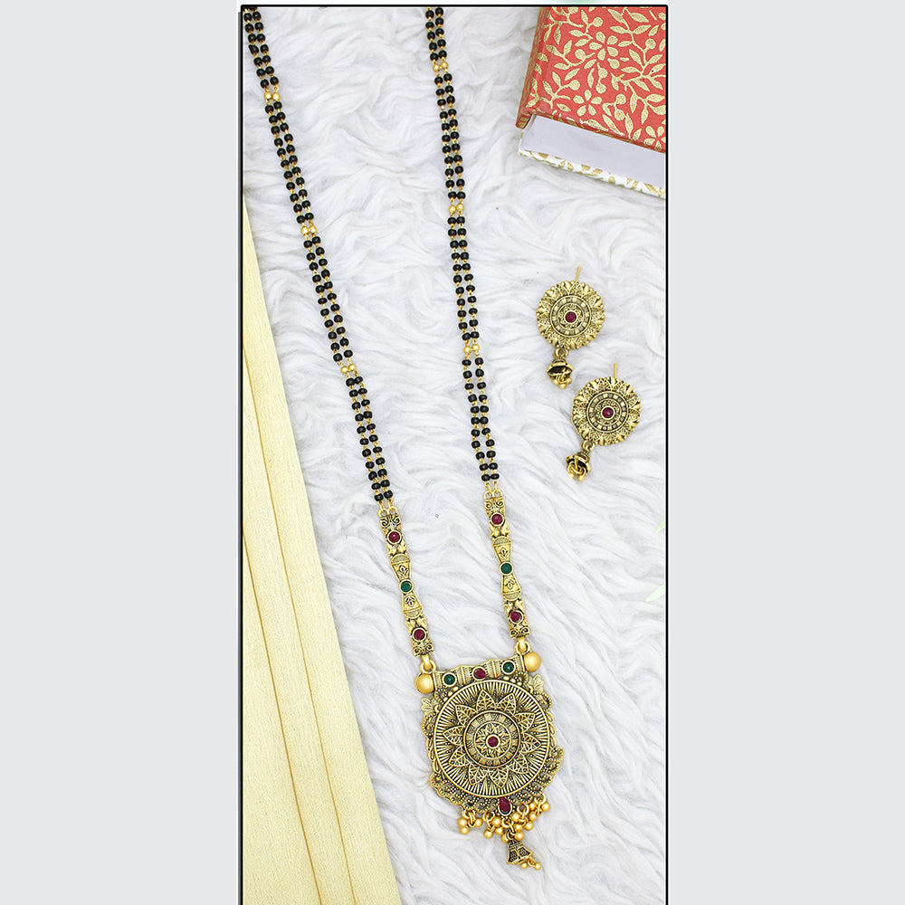 Mahavir Gold Plated Black Beads Mangalsutra