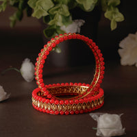 SOB Set of two Moti Bangles with Studded Kundan & Handcrafted Bangles