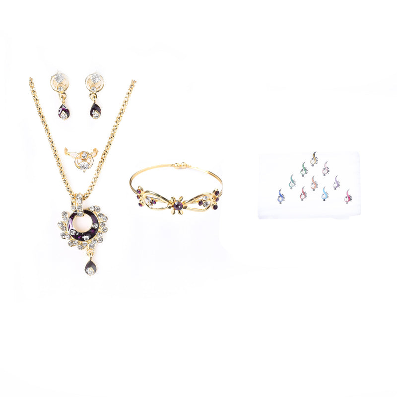 Bhavi Jewels Gold Plated Austrian Stone Combo Set