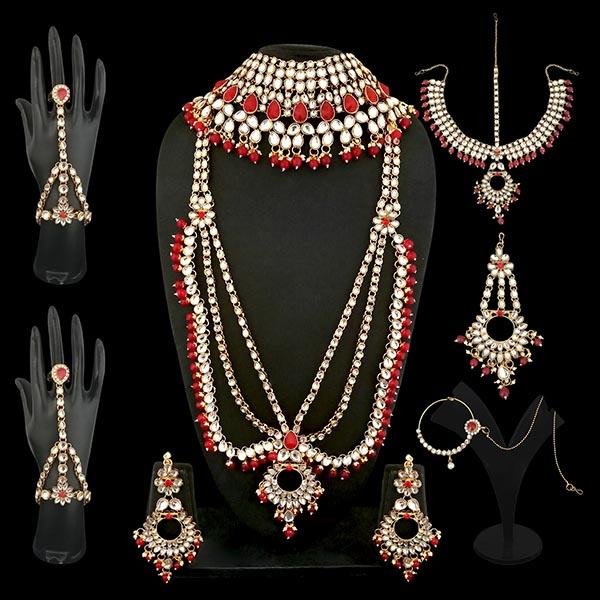 Tip Top Fashions Gold Plated Kundan Bridal Set - 1002388A